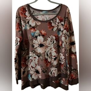 P.S.KATE Boutique Women's Mauve Floral Long Sleeve Top